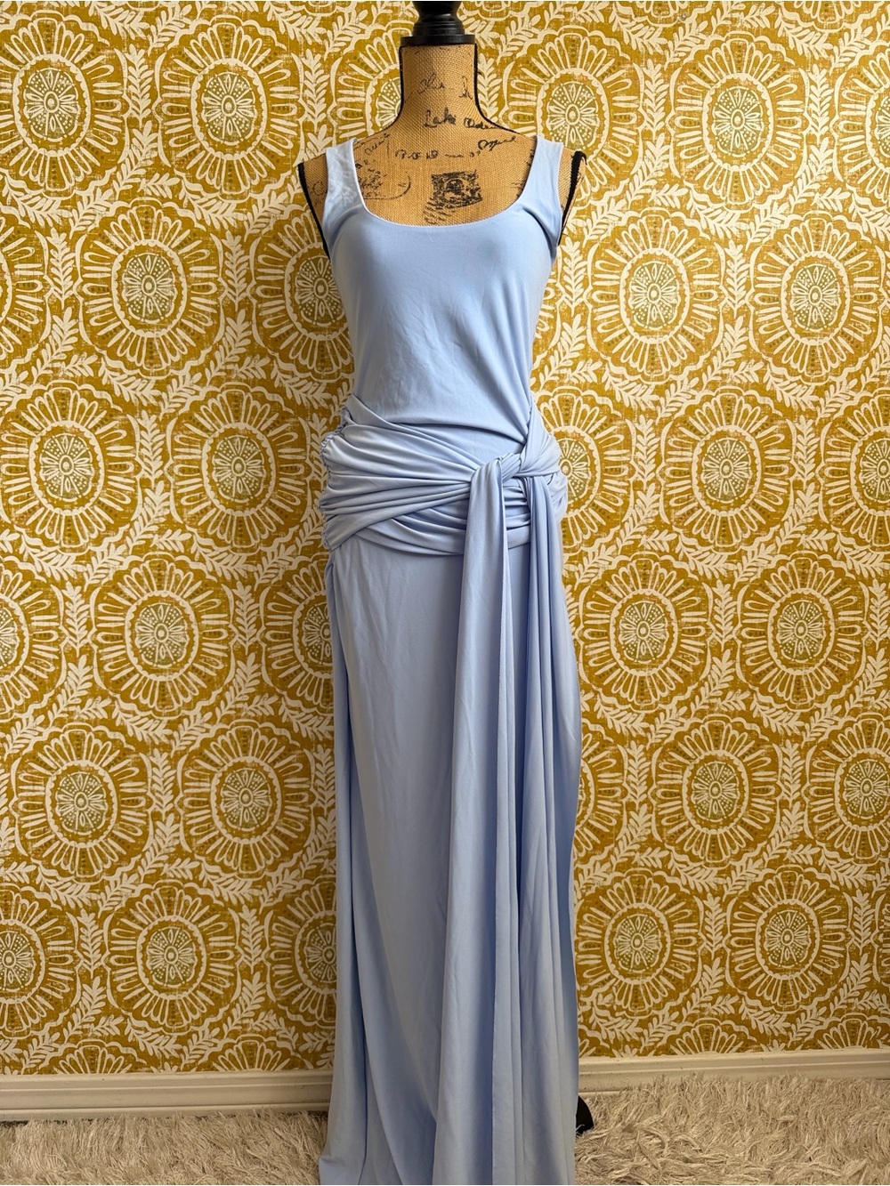 NWT Club L London Powder Blue Scoop-Neck Maxi Dress Gathered-Detail & Sash Sz 10 - Picture 5 of 11